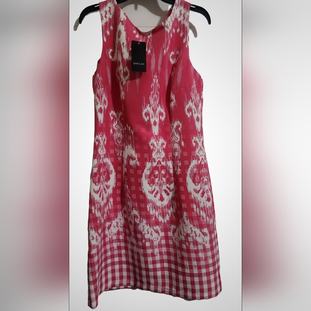 NEW WITH TAGS! AGB Dress Pink & White Gingham Size 6.